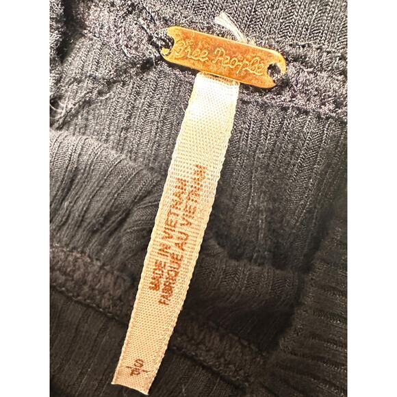 Free People Black Ribbed Mock Neck Long Sleeve W/ Braided Back Size Small - Picture 3 of 8